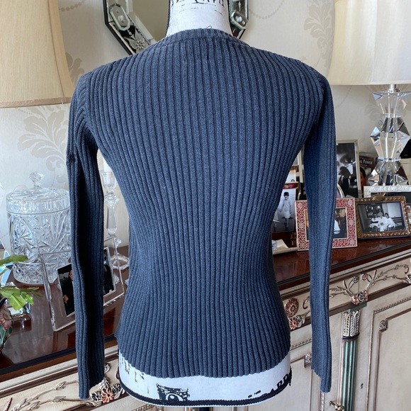 GRAY DKNY JEANS RIBBED CREW NECK SWEATER - Picture 2 of 5